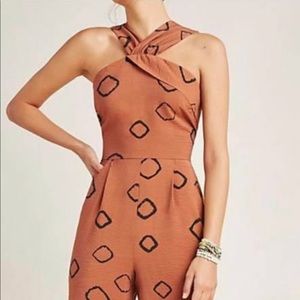 Anthropologie Criss Cross Capri Jumpsuit